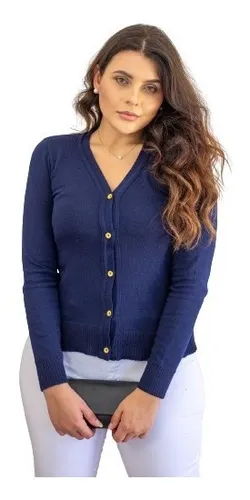 Casaco De Frio Cardigan B sico De Elastano Tricot Bot es