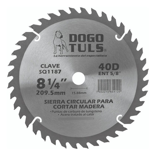 Sierra Circular Para Madera 8 - 1/4 40d Entrada 5/8 P