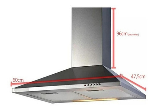 Imagen 3 de 10 de Campana Extractora Acero Inoxidable Luz Led Filtro Lavable