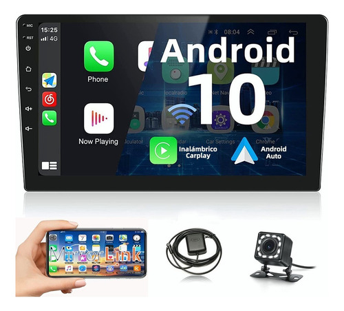 Auto Estereo Pantalla 10 Android 2 Din Carplay Gps + Cámara