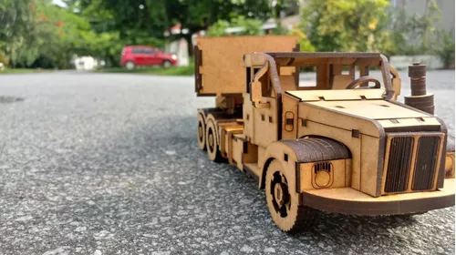 Caminhao scania quebra cuca 3d miniatura em mdf