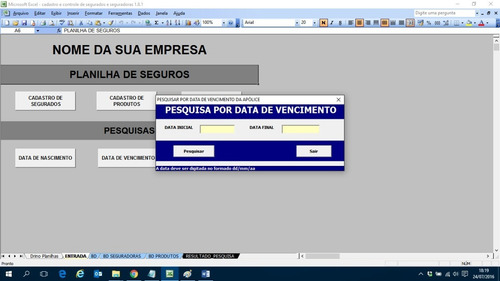 Planilha Para Cadastro E Controle De Segurado E Seguradora