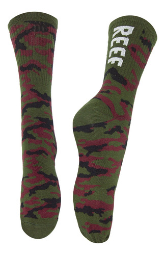 Medias 1/2 Caña Reef Camo Negro Verde Hombre