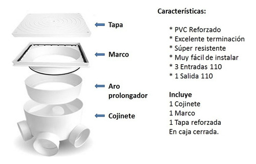 Cámara Inspección Cloacal Pluvial Pvc 40x40 + Aro Prolong