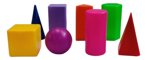 Juego Didáctico Cuerpos Geometricos De Plástico, C/8 Piezas
