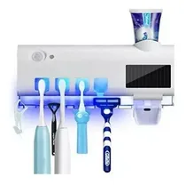 Comprar Esterilizador De Cepillo De Dientes, Despachador Pasta Denta Portacepillos Dientes Portacepillos Pared Portacepillo Dientes Eléctrico Esterilizador UV Soporte con USB Y Energía Solar Recargable