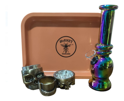 Kit Bong Grinder, Calavera, Bandeja + Regalo Y Envio Gratis