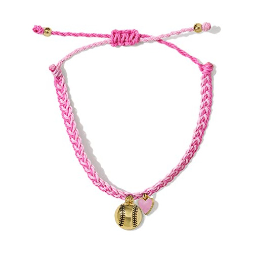 Pulsera De Corazón De Softball Chicas, Encanto Deporti...