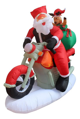 Papa Noel En Motocicleta  Inflable Decoración Navideña