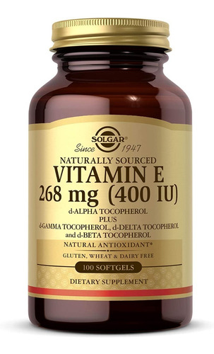 Vitamina E 268 Mg Solgar 100cap - Unidad a $1861