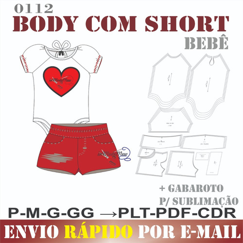 Molde Digita De Body Com Short Com Gabarito De Sublimação