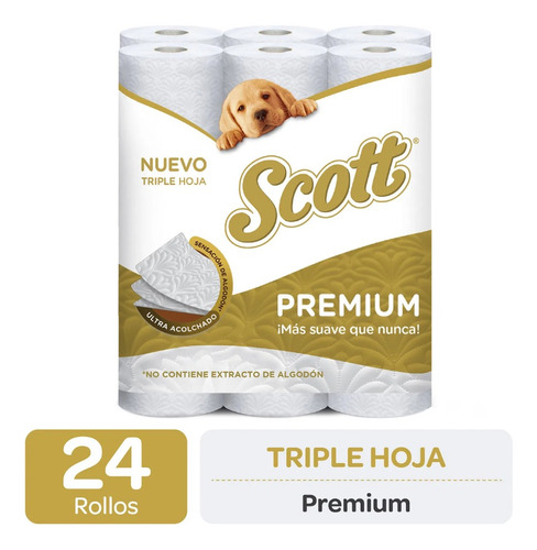 Papel Higiénico Scott Premium Triple Hoja 24 Rollos X 19 Mts