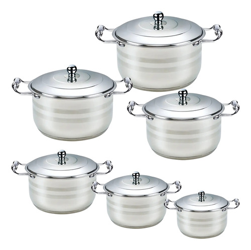 Juego Batería Cocina 12pz Ollas Cacerolas C/tapa Acero Inox