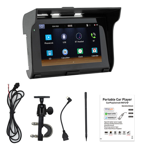 Reproductor Mp5 Moto Bt Dual 5  Carplay Auto Android Waterpr