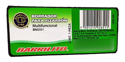 Borrador Para Pizarron Bm201 Barrilito 1 Pieza