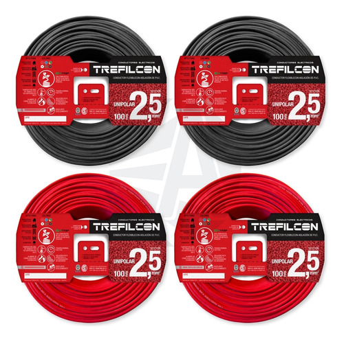 Cable Trefilcon Pack X4 De 2.5mm 200mt Rojo + 200mt Negro Ea