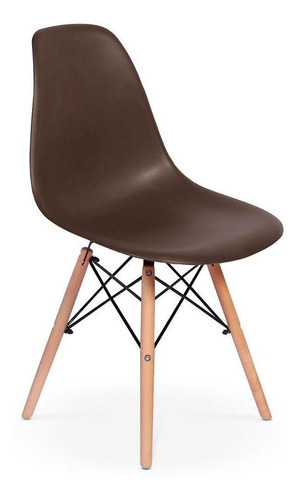 Kit Mesa Jantar Eiffel 120x80cm Preta + 4 Cadeiras Eiffel Cor Marrom