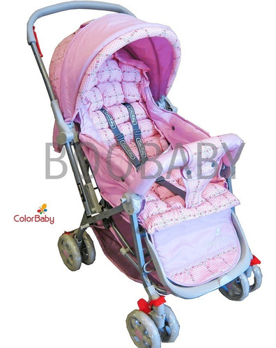 Carrinho De Bebê Berço Passeio C/ Alça Reversível Lilás/rosa