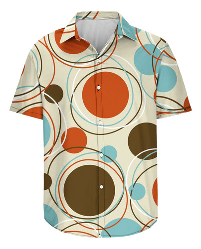 Camisa Hawaiana Con Estampado Geométrico Sin Posicionamiento