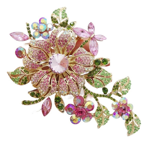 Calidad Broche Flor Dcristal Rosa For Mujer, Diamantes