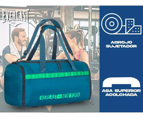 Imagen 4 de 9 de Bolso Everlast Deportivo Gym Urbano Amplio Correa De Hombro