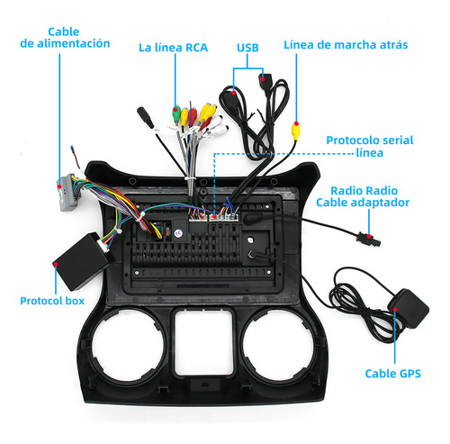 Autoestéreo Carsapro CarPlay 2+32g Para Jeep Wrangler 2011-2014 Auto Estéreo Pantalla Táctil Ips Android Cámara Mirror Link Wifi Bluetooth FM BT HD AUX TF USB pantallas para carro Negro