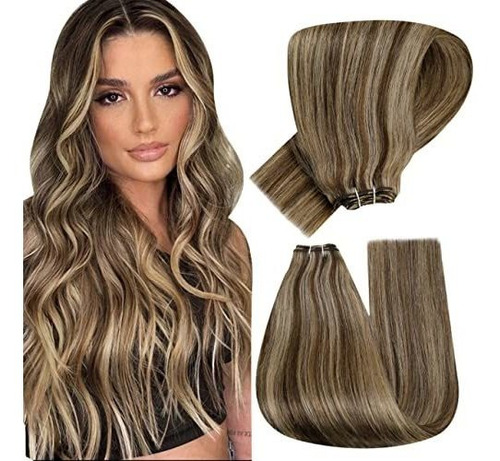 Hetto Rubia Weft Pelo Extensiones Humanos Pelo Marrón 2w2rt