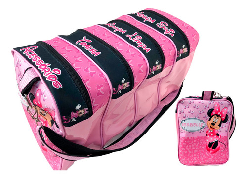 Bolsa Creche 4 Divisórias Personalizada Minnie - Impermeável