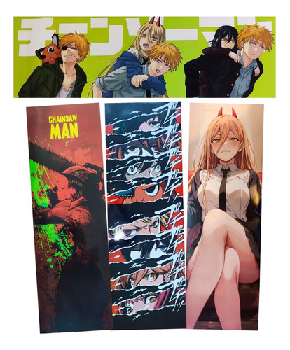 Chainsaw Man Set De 4 Posters Largos Plastificado Denji 82cm