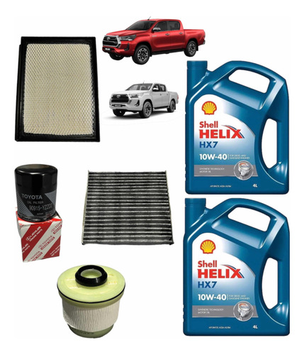 Kit Service X4 Filtros Aceite 10w40 Toyota Hilux Td 2.8 2.4