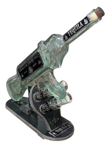 Metralleta Licorera De Vidrio 700ml Con 4 Tequileros 60ml Agua