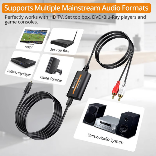 Conversor Audio Optico Spdif A Rca Calidad 192khz