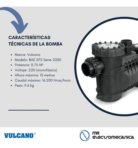 Imagen 4 de 10 de Kit Vulcano Pileta 8x4x1.5m Filtro Vc30 + Bap075 Hta 50000lt