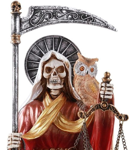 Estatua Religiosa De La Santa Muerte Sentada De 9 Pulgadas P