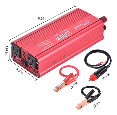 Inversor De Corriente Del Coche Ebtools 1000w/2000w Inversor