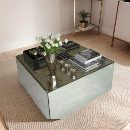 Mesa De Centro Espejada, Ratona, Mesa De Arrime 70 X 70 X 40