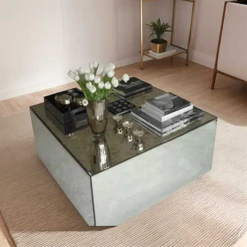 Mesa De Centro Espejada, Ratona, Mesa De Arrime 70 X 70 X 40