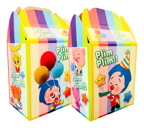 20 Cajas Dulceros Plim Plim Fiesta Carton Aguinaldos Bolo