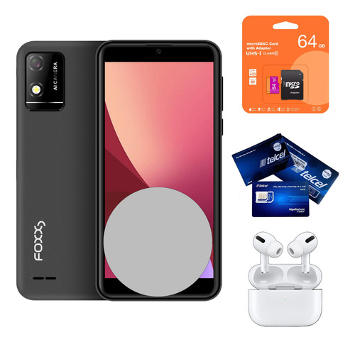 Pack Foxx Smartphone A551 Gris Desbloqueado Android 14 4gb Ram (2+2gb) + Audífonos + Chip Telcel + Microsd 64gb Barato Gris Gris Claro