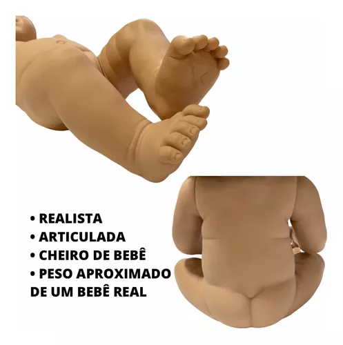 Bebê Reborn Realista Silicone, Boneca Banho Realista, Morena
