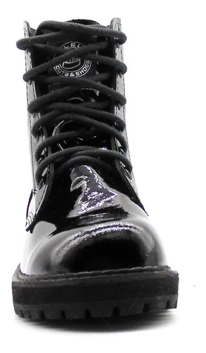Coturno Vilela Boots Cano Baixo Envernizado Preto Frete gr tis