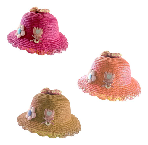 Sombrero Para Niña De Playa Y Casual Diseño Con Moño Y Flor