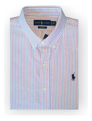 Camisa Algodón Oxford Gris Logo Multicolor, Importada