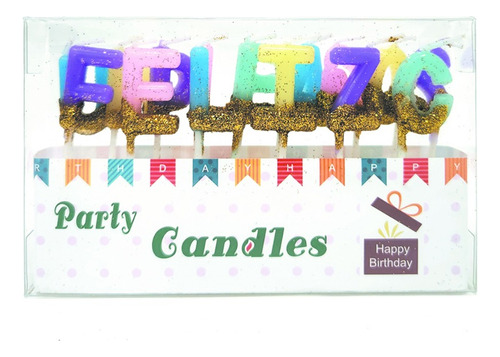 Set Velas Feliz Cumpleaños Glitter Party Candles- Cc