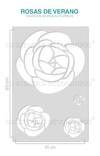 Imagen 3 de 3 de Stencil Rosas Verano Plantilla Decorativa Para Pintar