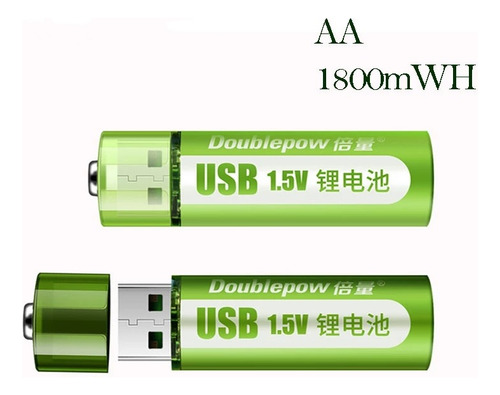 Pila Bateria Recargable Aa Conexión Usb 1800 Mwh