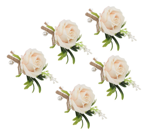 Boutonniere Con Forma De Rosa Para Boda, 5 Unidades, De Plás
