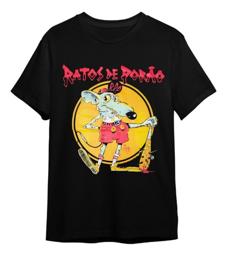 Camiseta Ratos De Porão Banda De Rock Preta Plus Size Unisse