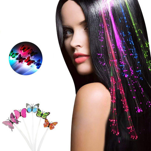 Pinza Mariposa Iluminador De Cabello Con Luz Led Multicolor 