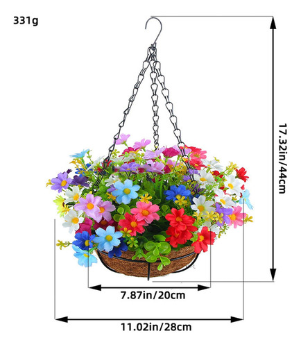 Flores Artificiales En Cesta Colgante, Maceta Para Colgante